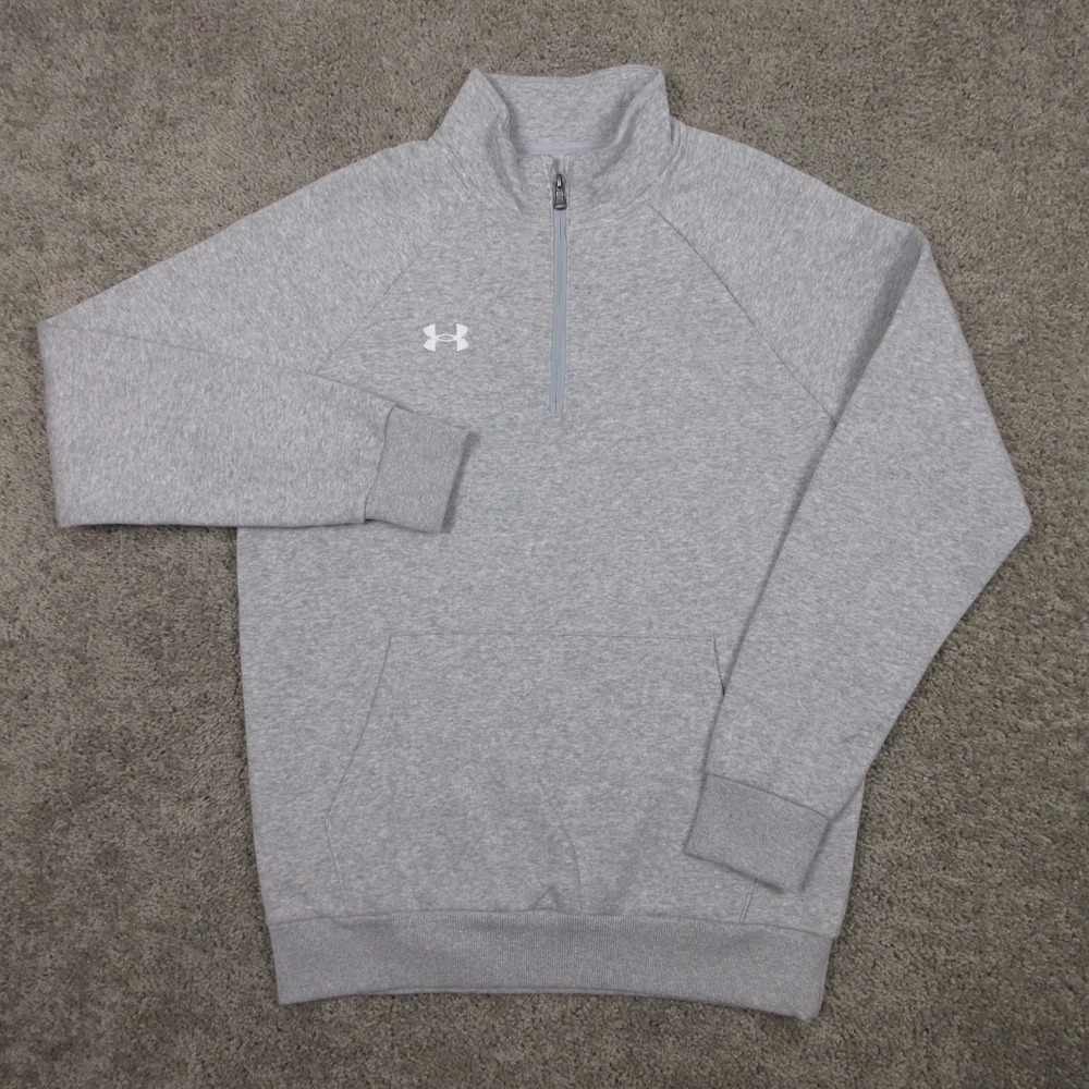 Under Armour Sweater Mens Small‎ Gray Heather Sweatshirt Quarter Zip Pullover